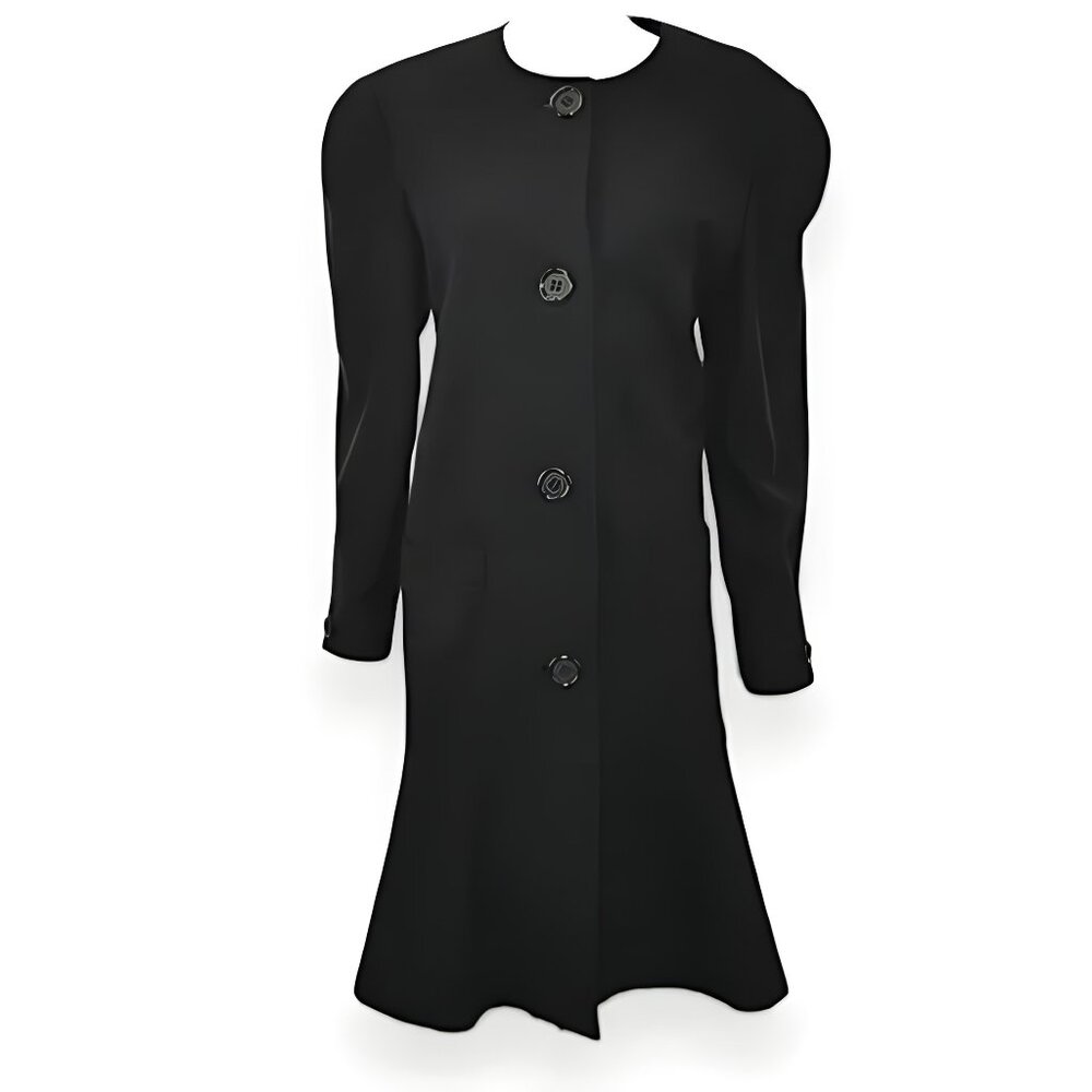 Vintage David Hayes Fit Flare Peplum Trumpet Wool Silk Dress Jacket Coat XL 14